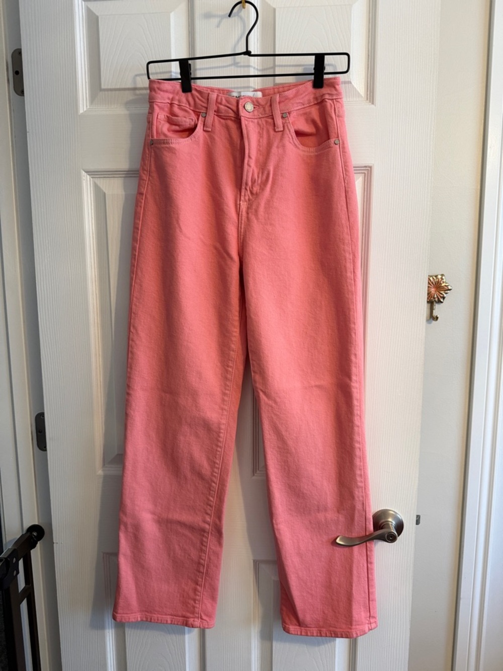 Just Black Coral Pink Straight-Leg Jeans